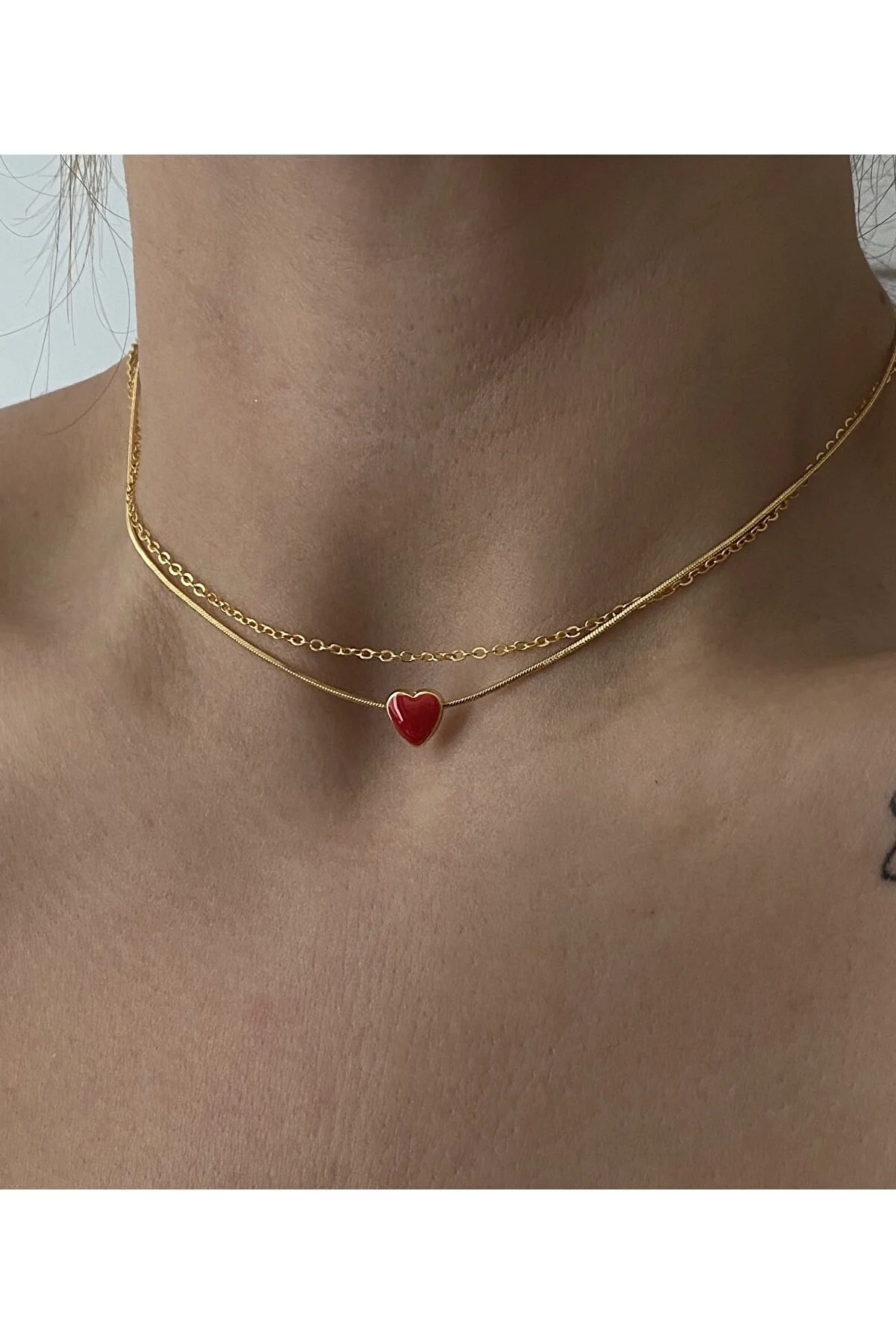 Kırmızı%20Kalp%20Choker%20ve%20Zincir%20Set