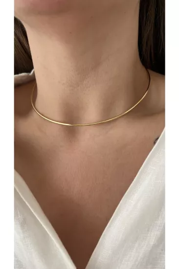 Altın Kaplama Halka Tasma Choker