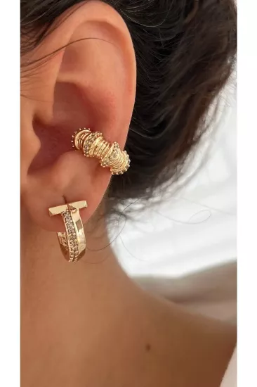 Altın Kaplama Taşlı Zen Earcuff